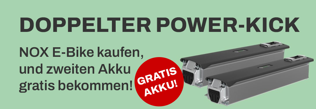 DOPPELTER POWER-KICK NOX E-Bike kaufen,  zweiten Akku gratis bekommen!